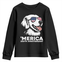 Merica Golden Retriever Lover Youth Sweatshirt 250th Anniversary Gift