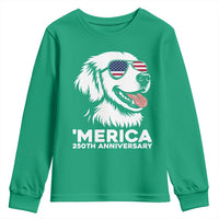 Merica Golden Retriever Lover Youth Sweatshirt 250th Anniversary Gift