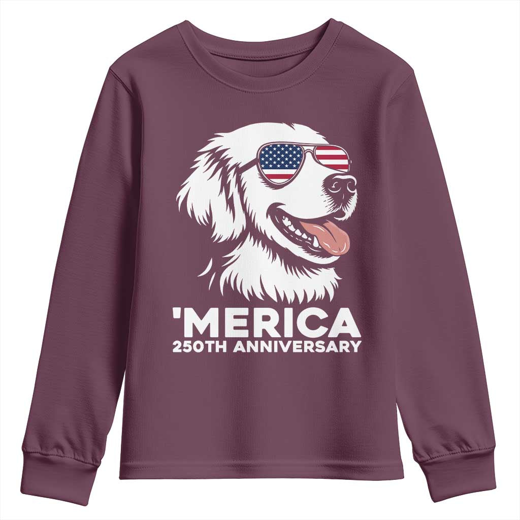 Merica Golden Retriever Lover Youth Sweatshirt 250th Anniversary Gift