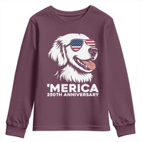 Merica Golden Retriever Lover Youth Sweatshirt 250th Anniversary Gift