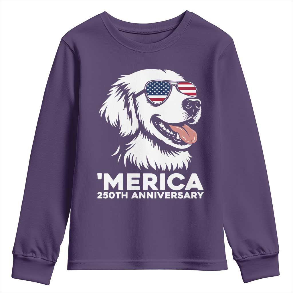 Merica Golden Retriever Lover Youth Sweatshirt 250th Anniversary Gift