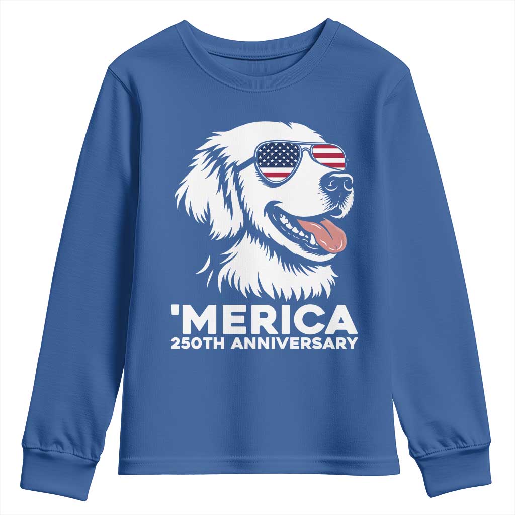 Merica Golden Retriever Lover Youth Sweatshirt 250th Anniversary Gift