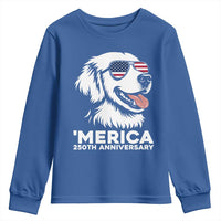 Merica Golden Retriever Lover Youth Sweatshirt 250th Anniversary Gift