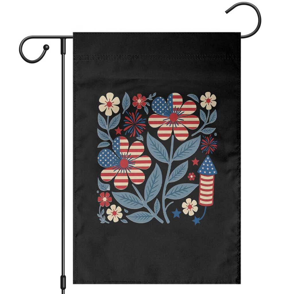 Boho Patriotic Daisy American Flag Floral Garden Flag