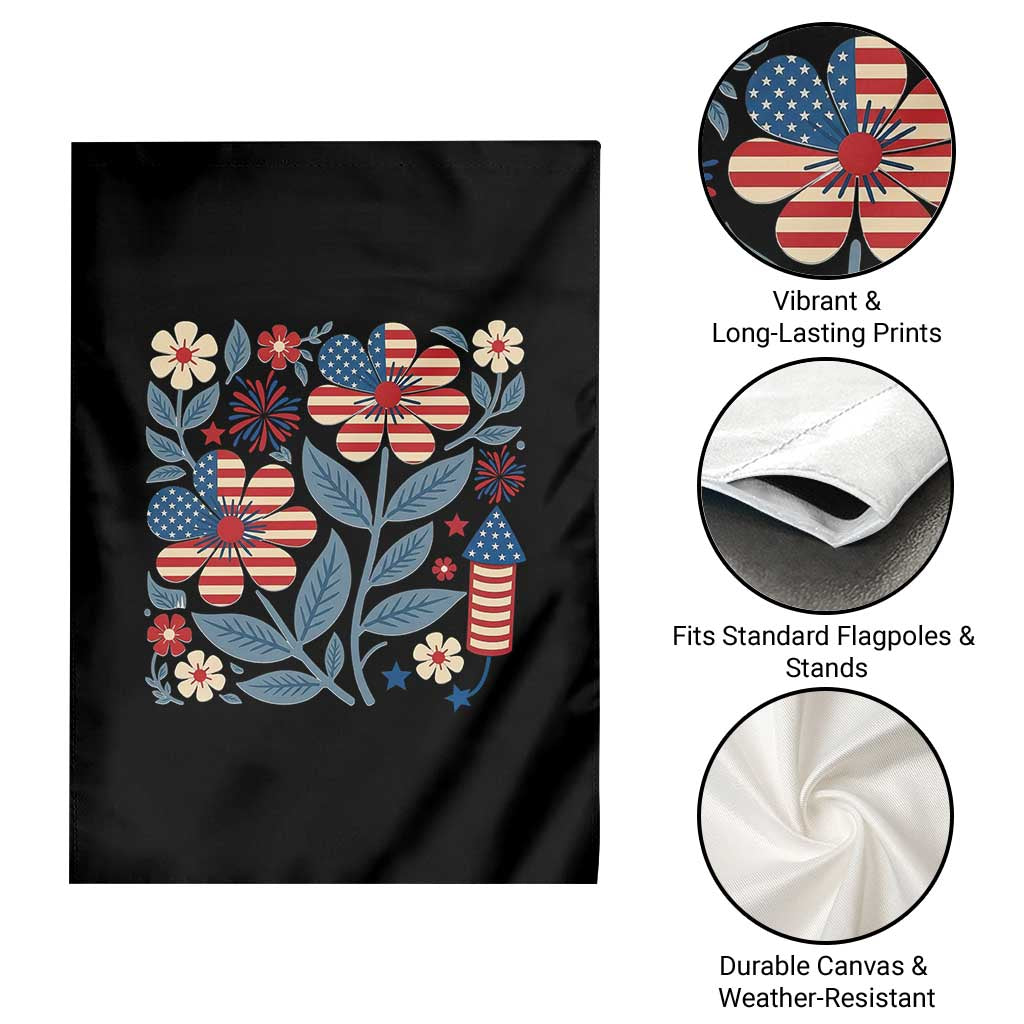 Boho Patriotic Daisy American Flag Floral Garden Flag