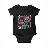 Boho Patriotic Daisy American Flag Floral Baby Onesie