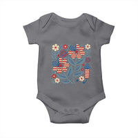 Boho Patriotic Daisy American Flag Floral Baby Onesie
