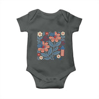 Boho Patriotic Daisy American Flag Floral Baby Onesie
