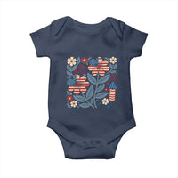Boho Patriotic Daisy American Flag Floral Baby Onesie