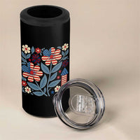 Boho Patriotic Daisy American Flag Floral 4 in 1 Can Cooler Tumbler