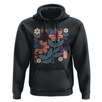 Boho Patriotic Daisy American Flag Floral Hoodie