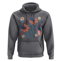 Boho Patriotic Daisy American Flag Floral Hoodie