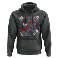 Boho Patriotic Daisy American Flag Floral Hoodie