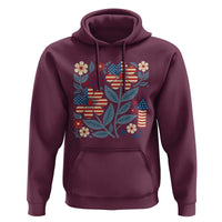 Boho Patriotic Daisy American Flag Floral Hoodie