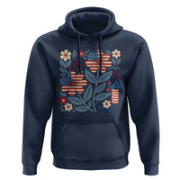 Boho Patriotic Daisy American Flag Floral Hoodie