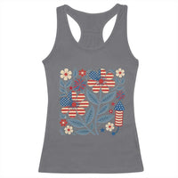 Boho Patriotic Daisy American Flag Floral Racerback Tank Top