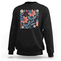 Boho Patriotic Daisy American Flag Floral Sweatshirt