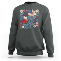 Boho Patriotic Daisy American Flag Floral Sweatshirt