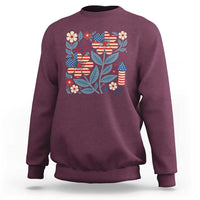 Boho Patriotic Daisy American Flag Floral Sweatshirt