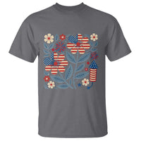 Boho Patriotic Daisy American Flag Floral T Shirt