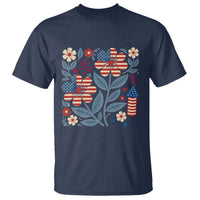 Boho Patriotic Daisy American Flag Floral T Shirt