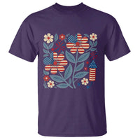 Boho Patriotic Daisy American Flag Floral T Shirt