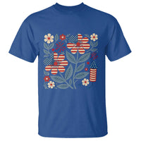 Boho Patriotic Daisy American Flag Floral T Shirt