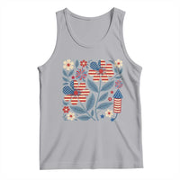 Boho Patriotic Daisy American Flag Floral Tank Top