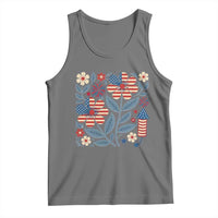 Boho Patriotic Daisy American Flag Floral Tank Top