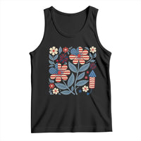 Boho Patriotic Daisy American Flag Floral Tank Top