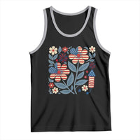 Boho Patriotic Daisy American Flag Floral Tank Top
