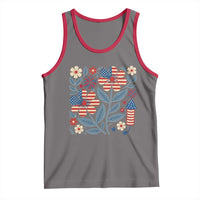 Boho Patriotic Daisy American Flag Floral Tank Top