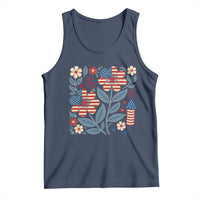 Boho Patriotic Daisy American Flag Floral Tank Top