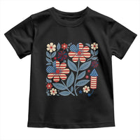 Boho Patriotic Daisy American Flag Floral Toddler T Shirt