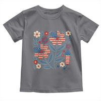 Boho Patriotic Daisy American Flag Floral Toddler T Shirt