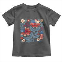 Boho Patriotic Daisy American Flag Floral Toddler T Shirt