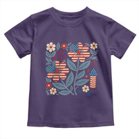 Boho Patriotic Daisy American Flag Floral Toddler T Shirt