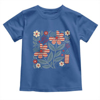 Boho Patriotic Daisy American Flag Floral Toddler T Shirt