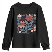 Boho Patriotic Daisy American Flag Floral Youth Sweatshirt