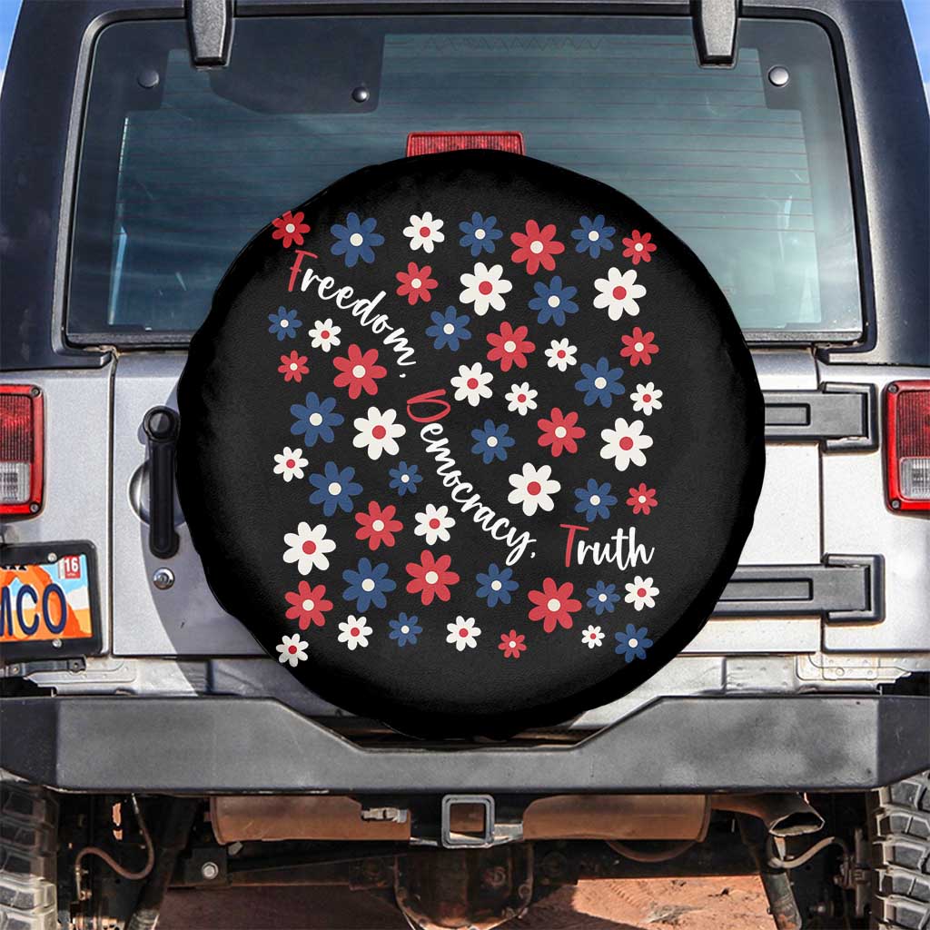 Freedom Democracy Truth Spare Tire Cover Patriotic Floral
