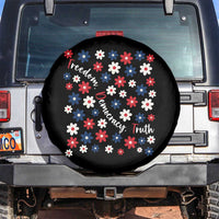 Freedom Democracy Truth Spare Tire Cover Patriotic Floral
