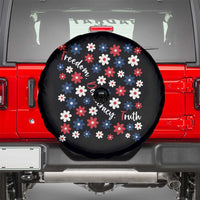 Freedom Democracy Truth Spare Tire Cover Patriotic Floral