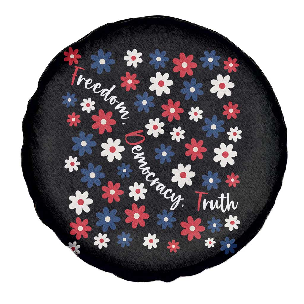 Freedom Democracy Truth Spare Tire Cover Patriotic Floral