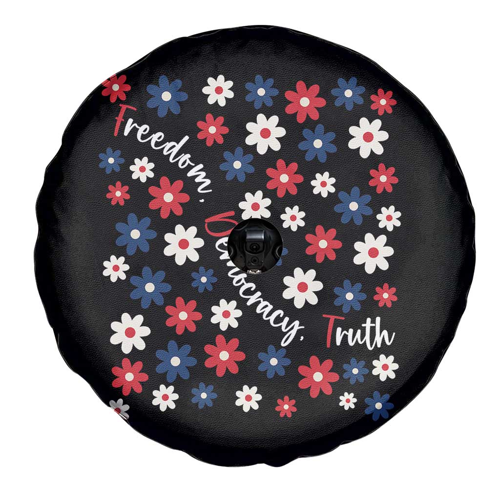 Freedom Democracy Truth Spare Tire Cover Patriotic Floral