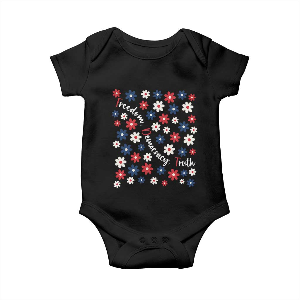 Freedom Democracy Truth Baby Onesie Patriotic Floral