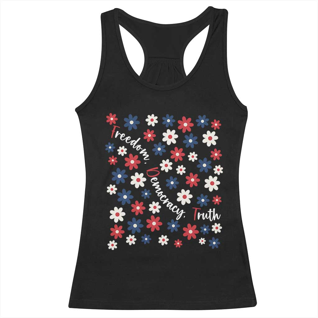 Freedom Democracy Truth Racerback Tank Top Patriotic Floral