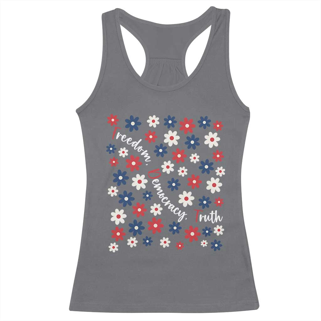 Freedom Democracy Truth Racerback Tank Top Patriotic Floral