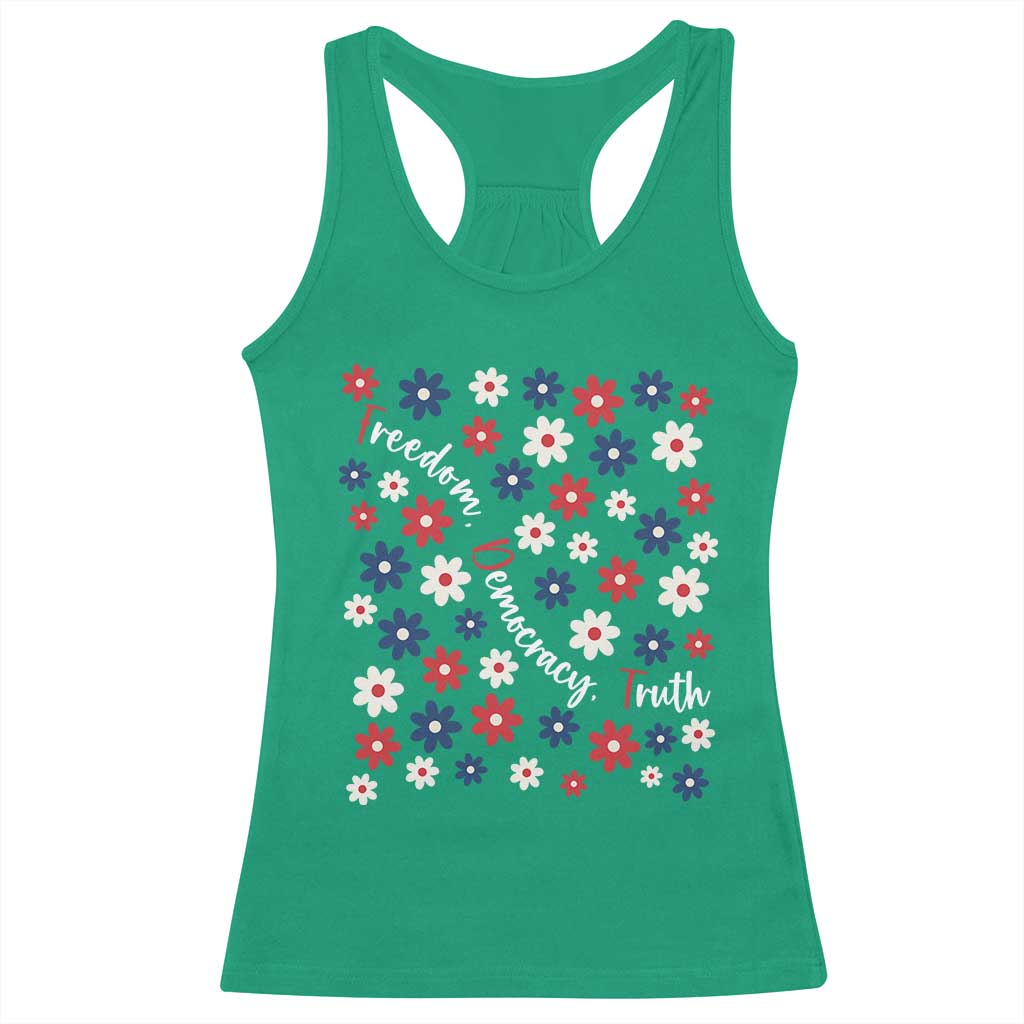 Freedom Democracy Truth Racerback Tank Top Patriotic Floral