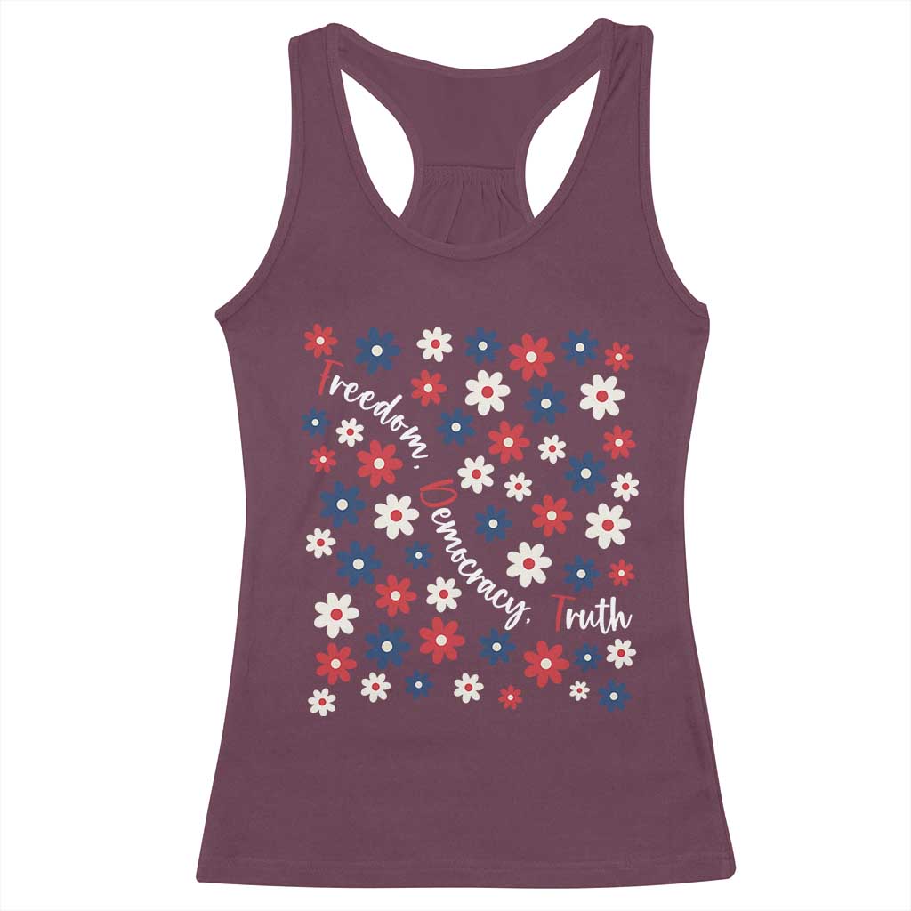 Freedom Democracy Truth Racerback Tank Top Patriotic Floral