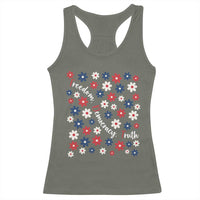 Freedom Democracy Truth Racerback Tank Top Patriotic Floral